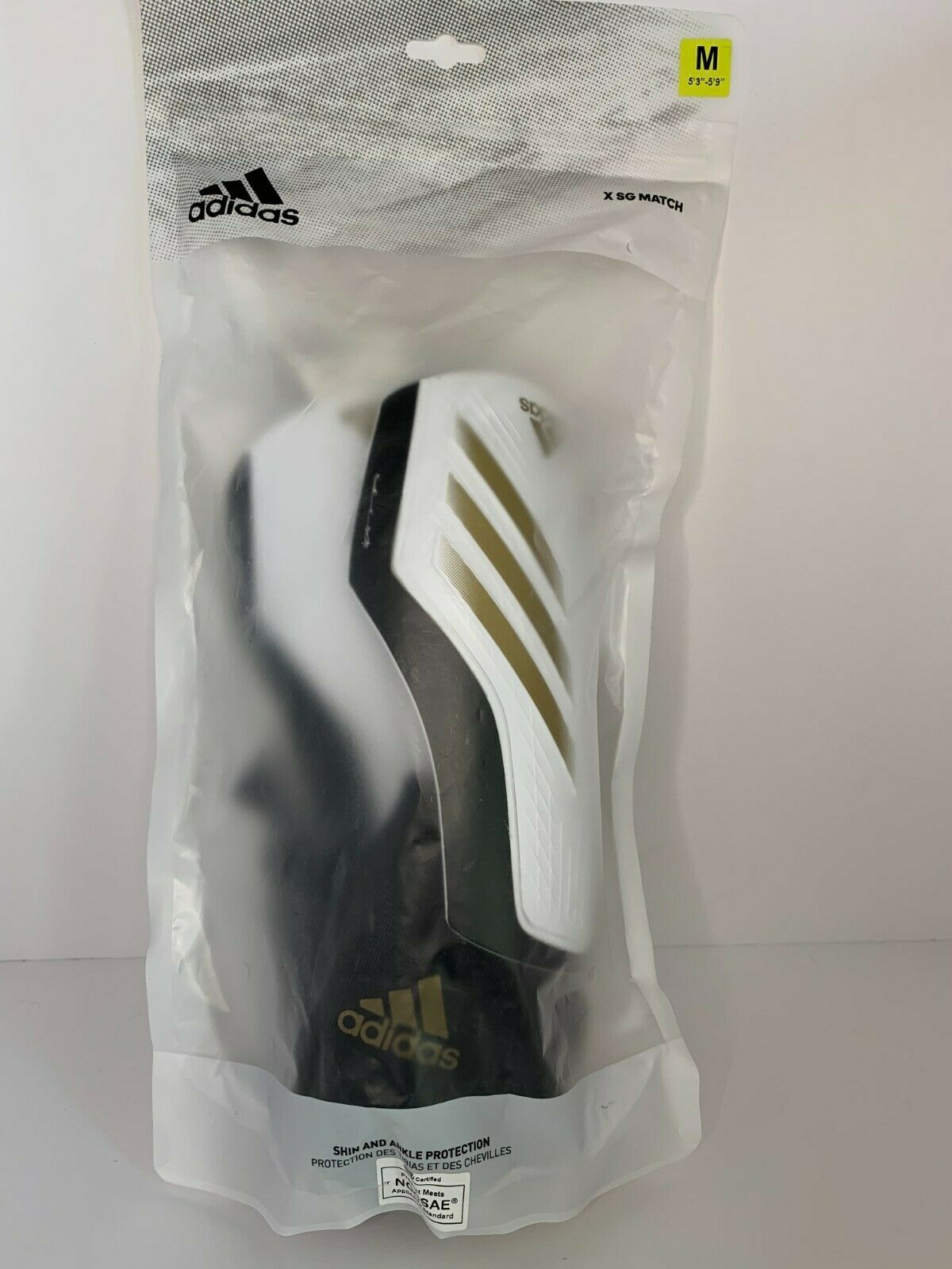 Adidas White Soccer Shin Guards (adult Unisex) Size- S