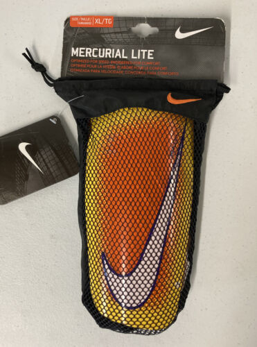 New Nike Mercurial Lite Adult Soccer Shin Guards Orange Yellow Sz Xl 5'11"- 6'7"