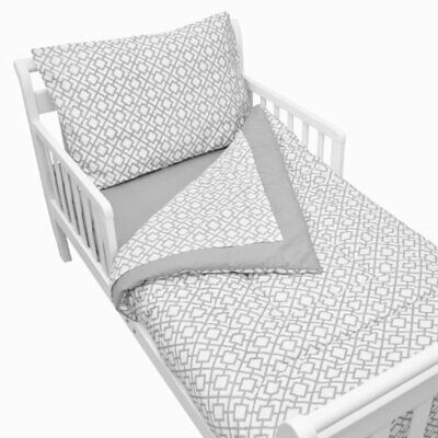 American Baby Company 100% Cotton Percale 4-piece Toddler Bedding Set Gray La...