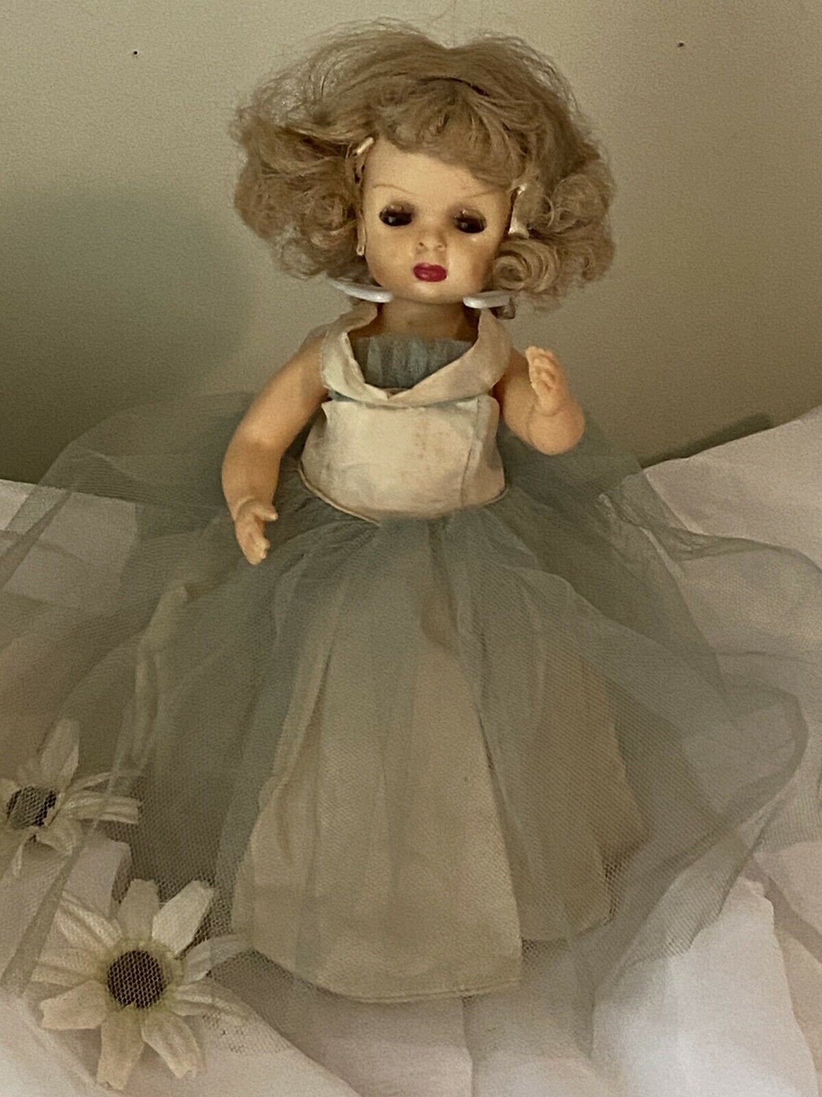1950's Tiny Terri Lee Doll Walker In Gorgeous Tagged Gown