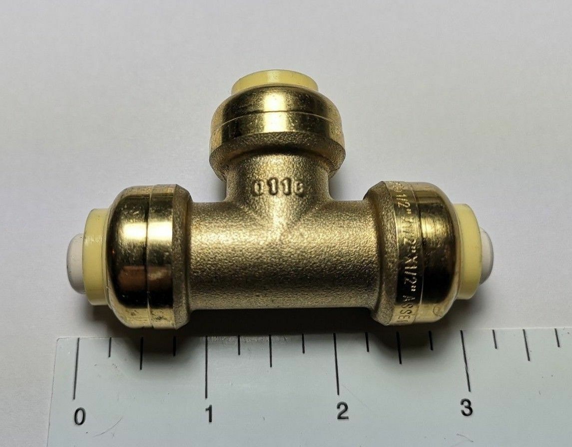 Sharkbite Style Push Fit Tees 1/2" X 1/2" X 1/2" (10 Pieces) - Lead Free Brass