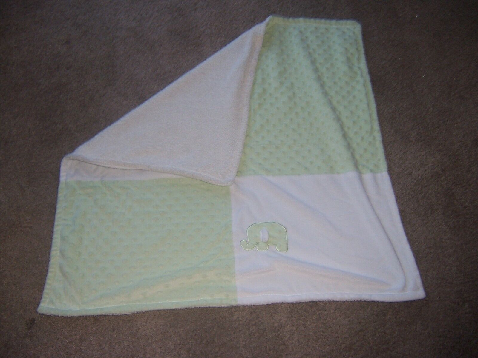 Kyle And Deena Soft Green White Elephants Baby Blanket