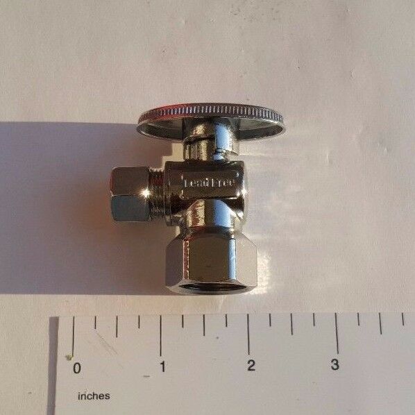 (1) 1/2" Fip X 3/8" Od 1/4 Turn Compression Angle Stop Valve Lead Free